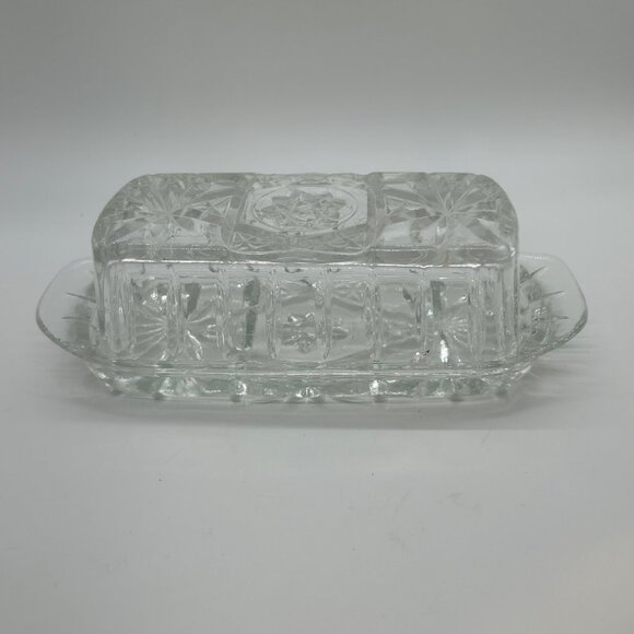 Vintage Anchor Hocking Glass Butter Dish EAPC Star Of David - Picture 7 of 12